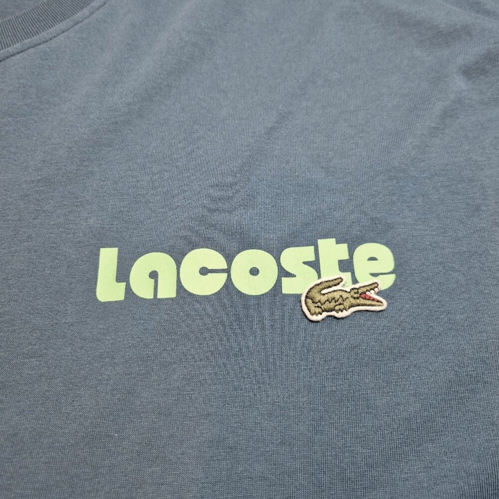 Lacoste Men's Crew Neck Cotton T-shirt Size 4XLB Logo Print Blue (31) - Picture 10 of 11